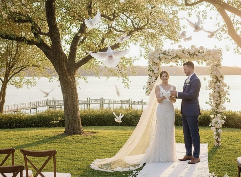 Largada de pombas brancas